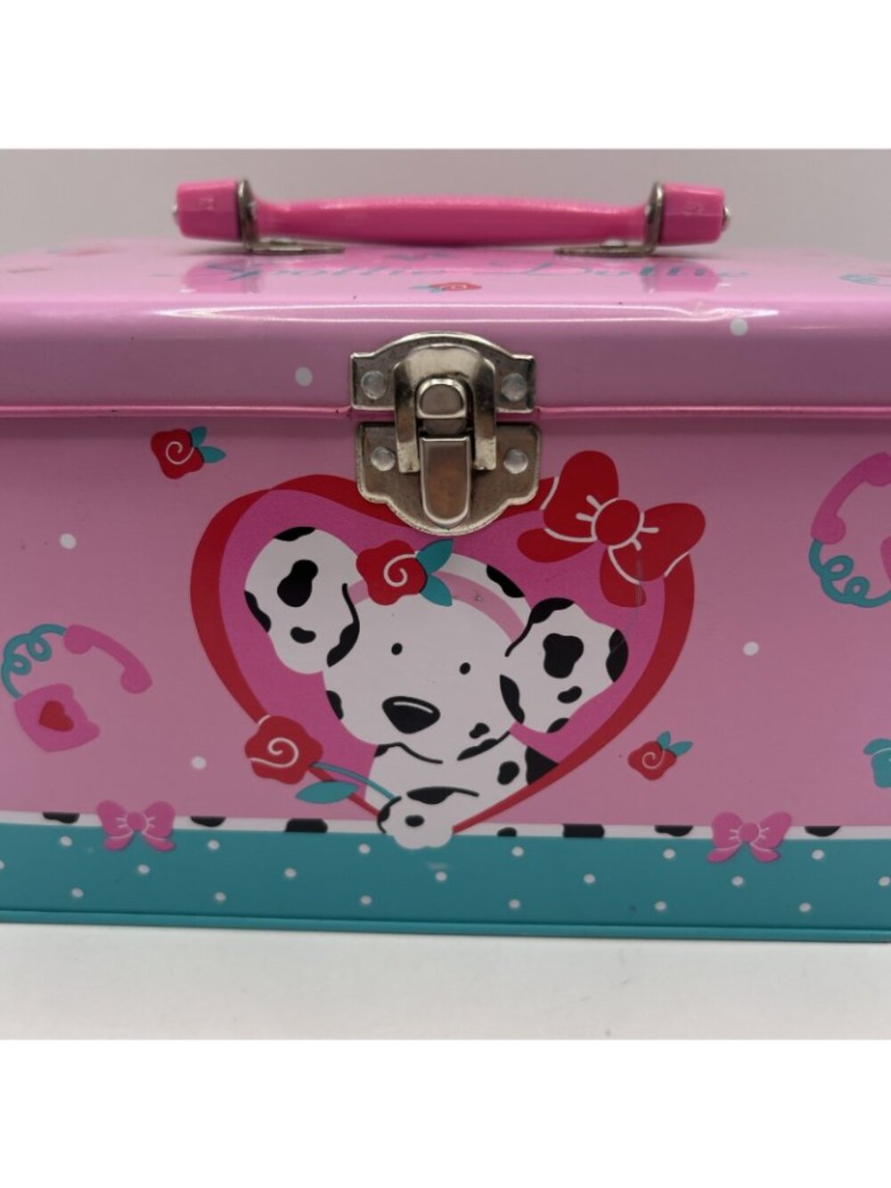 Sanrio 1993 Spottie Dottie Metal Tin Trinket Box Dog Pink Container Rare Vintage - Picture 2 of 16